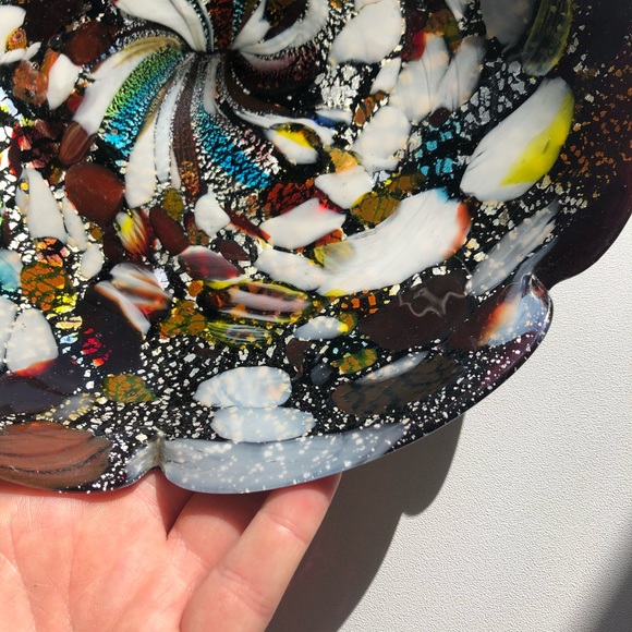 VINTAGE Murano Black Art Glass Tutti Frutti Bowl - Picture 9 of 13